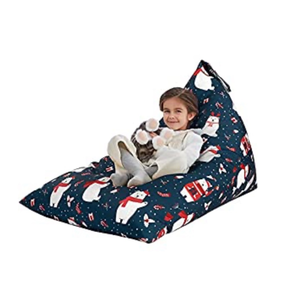 Christmas Extra large Stuffed Animal Storage Bean Bag Chair Cover Only-Navy Blue